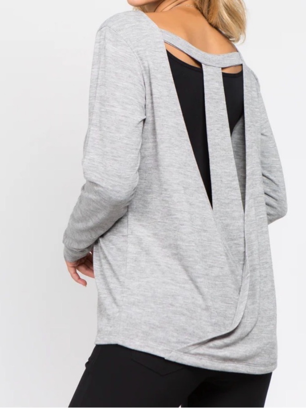 Athelstan Light Gray Open-Back Long Sleeve Sweater Sz M